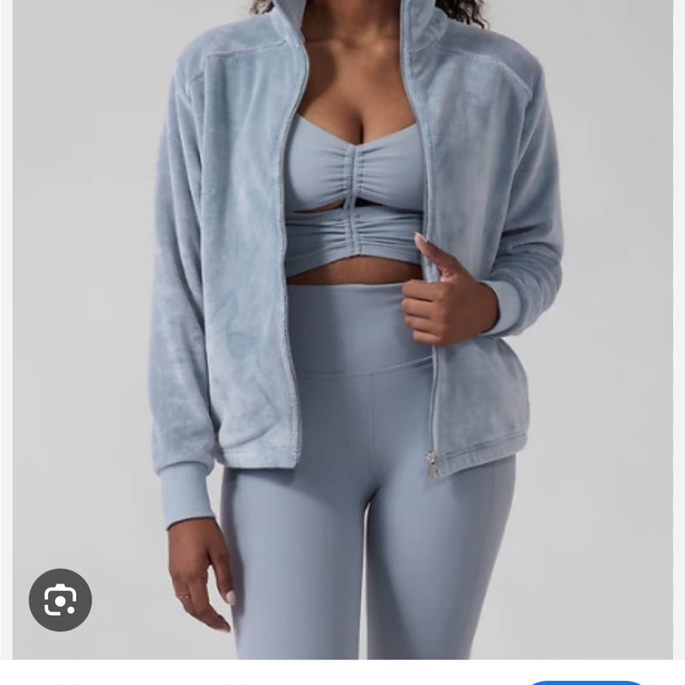 Athleta Recover Cozy Karma Full Zip Blue Jacket Size M